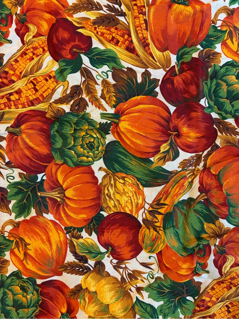Autumn Harvest Pumpkin & Gourd Fabric - Orange Green Yellow 1 yard